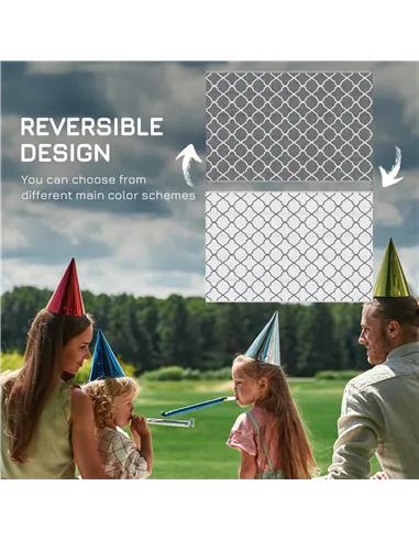 Outsunny Reversible Outdoor Rug with Carry Bag, Waterproof Plastic Straw Mat for Garden, Deck, RV, Picnic, Beach, Camping, 182 x