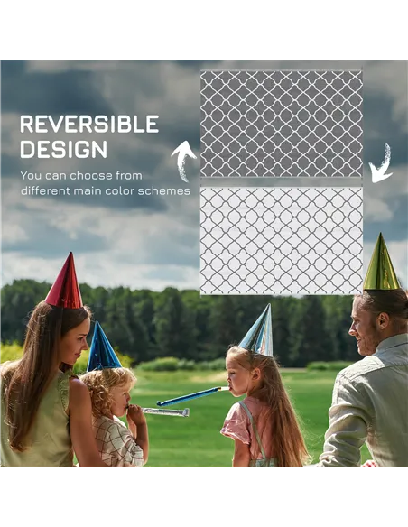 Outsunny Reversible Outdoor Rug with Carry Bag, Waterproof Plastic Straw Mat for Garden, Deck, RV, Picnic, Beach, Camping, 182 x