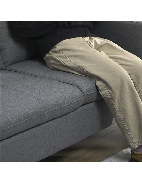 HOMCOM Two-Seater Sofa, with Steel Legs - Grey