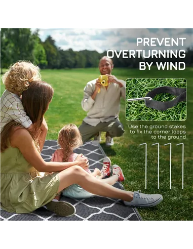 Outsunny Reversible Outdoor Rug with Carry Bag, Waterproof Plastic Straw Mat for Garden, Deck, RV, Picnic, Beach, Camping, 182 x