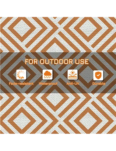 Outsunny Reversible Outdoor Rug, Plastic Straw Mat w/ Carry Bag Ground Stakes for Garden RV Picnic Beach Camping 182x274cm Brown