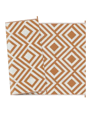 Outsunny Reversible Outdoor Rug, Plastic Straw Mat w/ Carry Bag Ground Stakes for Garden RV Picnic Beach Camping 182x274cm Brown