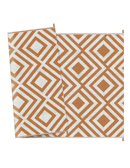 Outsunny Reversible Outdoor Rug, Plastic Straw Mat w/ Carry Bag Ground Stakes for Garden RV Picnic Beach Camping 182x274cm Brown