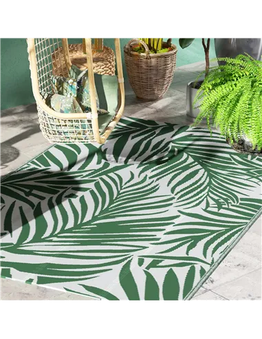 Outsunny Reversible Outdoor RV Rug, 1.5 x 2.4m Patio Floor Mat, Waterproof Plastic Straw Rug for Garden, Deck, Picnic, Beach, Ca