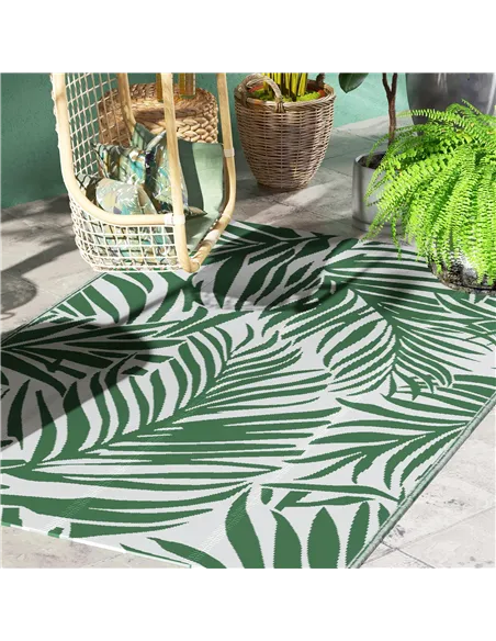 Outsunny Reversible Outdoor RV Rug, 1.5 x 2.4m Patio Floor Mat, Waterproof Plastic Straw Rug for Garden, Deck, Picnic, Beach, Ca