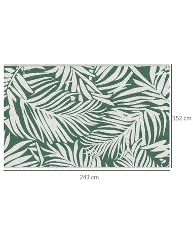 Outsunny Reversible Outdoor RV Rug, 1.5 x 2.4m Patio Floor Mat, Waterproof Plastic Straw Rug for Garden, Deck, Picnic, Beach, Ca