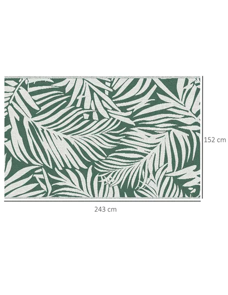 Outsunny Reversible Outdoor RV Rug, 1.5 x 2.4m Patio Floor Mat, Waterproof Plastic Straw Rug for Garden, Deck, Picnic, Beach, Ca