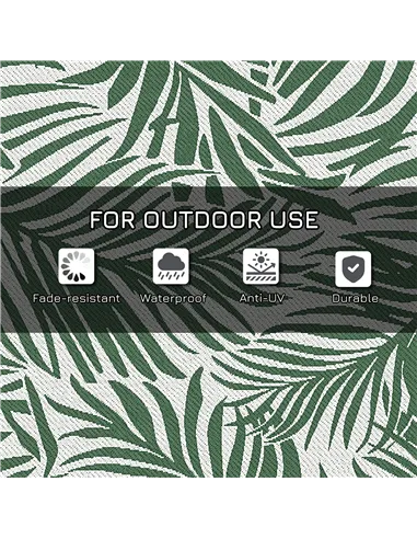 Outsunny Reversible Outdoor RV Rug, 1.5 x 2.4m Patio Floor Mat, Waterproof Plastic Straw Rug for Garden, Deck, Picnic, Beach, Ca