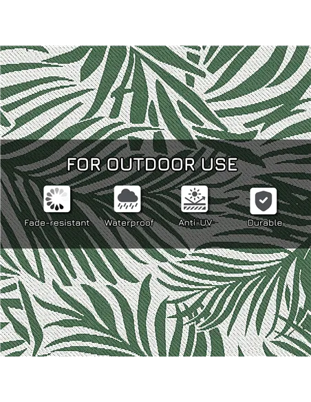 Outsunny Reversible Outdoor RV Rug, 1.5 x 2.4m Patio Floor Mat, Waterproof Plastic Straw Rug for Garden, Deck, Picnic, Beach, Ca