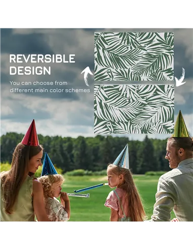 Outsunny Reversible Outdoor RV Rug, 1.5 x 2.4m Patio Floor Mat, Waterproof Plastic Straw Rug for Garden, Deck, Picnic, Beach, Ca