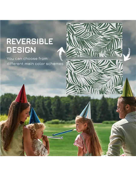 Outsunny Reversible Outdoor RV Rug, 1.5 x 2.4m Patio Floor Mat, Waterproof Plastic Straw Rug for Garden, Deck, Picnic, Beach, Ca