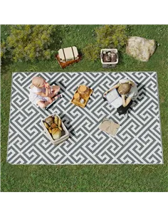 Outsunny Outdoor Rug Reversible Mat Plastic Straw Rug Portable RV Camping Mat for Garden Picnic Indoor, 152x243cm, Light Grey 2