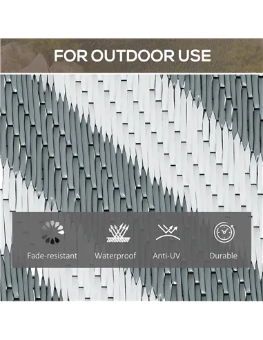 Outsunny Outdoor Rug Reversible Mat Plastic Straw Rug Portable RV Camping Mat for Garden Picnic Indoor, 152x243cm, Light Grey