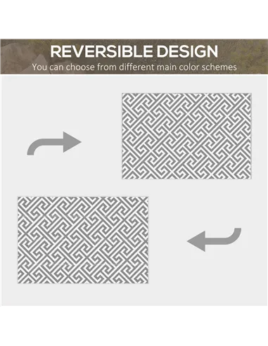 Outsunny Outdoor Rug Reversible Mat Plastic Straw Rug Portable RV Camping Mat for Garden Picnic Indoor, 152x243cm, Light Grey