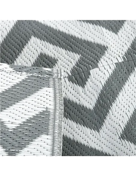 Outsunny Outdoor Rug Reversible Mat Plastic Straw Rug Portable RV Camping Mat for Garden Picnic Indoor, 152x243cm, Light Grey