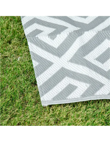 Outsunny Outdoor Rug Reversible Mat Plastic Straw Rug Portable RV Camping Mat for Garden Picnic Indoor, 152x243cm, Light Grey