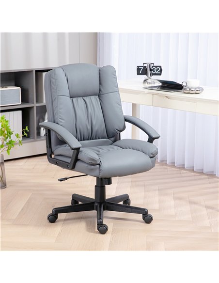 HOMCOM Office Chair, Computer Desk Chair, Mid Back Executive Chair with Adjustable Height and Swivel Rolling Wheels for Home Stu