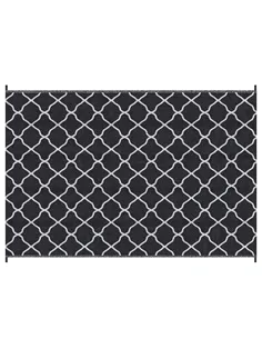 Outsunny Reversible Outdoor Rug, Plastic Straw Mat w/ Carry Bag Ground Stakes for Garden RV Picnic Beach Camping 182x274cm Black