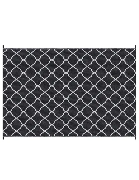 Outsunny Reversible Outdoor Rug, Plastic Straw Mat w/ Carry Bag Ground Stakes for Garden RV Picnic Beach Camping 182x274cm Black