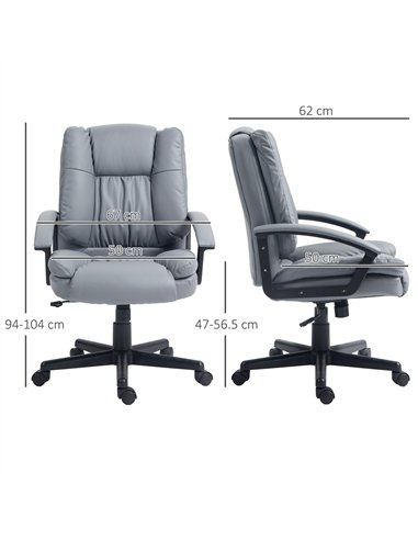 HOMCOM Office Chair, Computer Desk Chair, Mid Back Executive Chair with Adjustable Height and Swivel Rolling Wheels for Home Stu