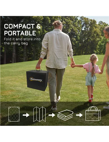 Outsunny Reversible Outdoor Rug, Plastic Straw Mat w/ Carry Bag Ground Stakes for Garden RV Picnic Beach Camping 182x274cm Black