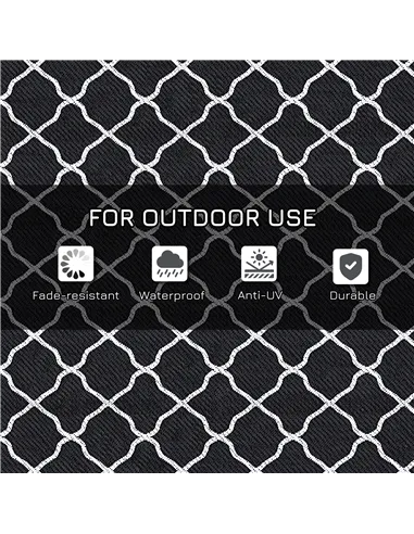 Outsunny Reversible Outdoor Rug, Plastic Straw Mat w/ Carry Bag Ground Stakes for Garden RV Picnic Beach Camping 182x274cm Black