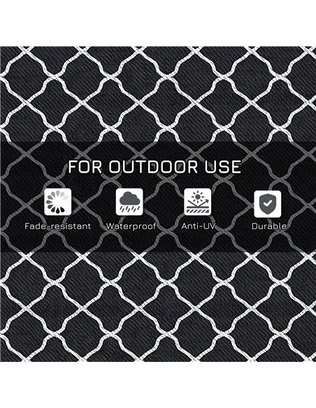 Outsunny Reversible Outdoor Rug, Plastic Straw Mat w/ Carry Bag Ground Stakes for Garden RV Picnic Beach Camping 182x274cm Black