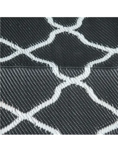 Outsunny Reversible Outdoor Rug, Plastic Straw Mat w/ Carry Bag Ground Stakes for Garden RV Picnic Beach Camping 182x274cm Black