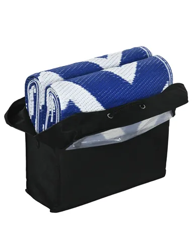 Outsunny Plastic Straw Reversible RV Outdoor Rug with Carry Bag, 182 x 274cm, Blue and White