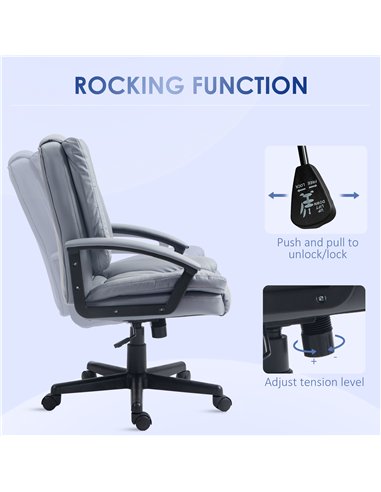 HOMCOM Office Chair, Computer Desk Chair, Mid Back Executive Chair with Adjustable Height and Swivel Rolling Wheels for Home Stu