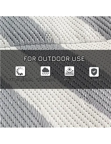 Outsunny Plastic Straw Reversible RV Outdoor Rug with Carry Bag, 182 x 274cm, Grey and Cream