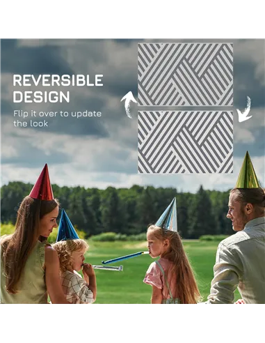 Outsunny Plastic Straw Reversible RV Outdoor Rug with Carry Bag, 182 x 274cm, Grey and Cream