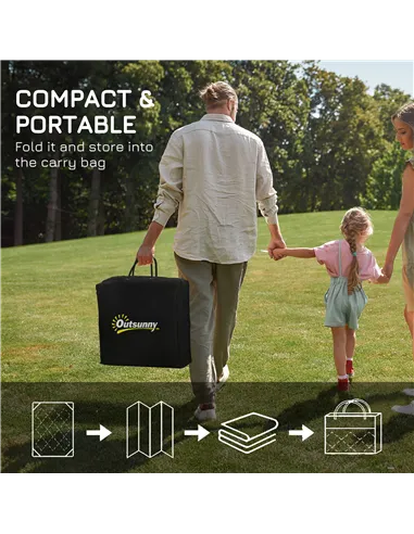 Outsunny 182 x 274cm Reversible Patterned Outdoor Rug, with Bag - Black/Grey