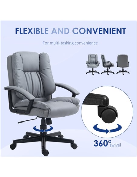 HOMCOM Office Chair, Computer Desk Chair, Mid Back Executive Chair with Adjustable Height and Swivel Rolling Wheels for Home Stu