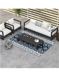 Outsunny Plastic Straw Reversible RV Outdoor Rug with Carry Bag, 182 x 274cm, Dark Blue and White 2
