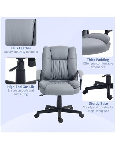 HOMCOM Office Chair, Computer Desk Chair, Mid Back Executive Chair with Adjustable Height and Swivel Rolling Wheels for Home Stu