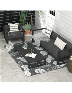 Outsunny Plastic Straw Reversible RV Outdoor Rug with Carry Bag, 182 x 274cm, Grey and White 2
