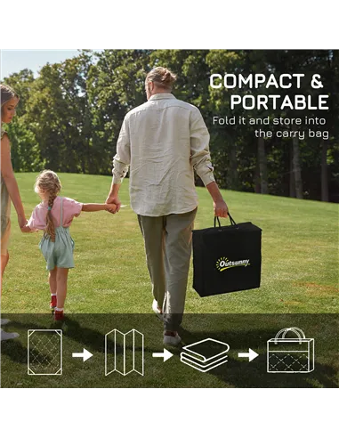 Outsunny Plastic Straw Reversible RV Outdoor Rug with Carry Bag, 182 x 274cm, Grey and White