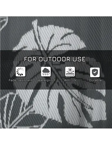 Outsunny Plastic Straw Reversible RV Outdoor Rug with Carry Bag, 182 x 274cm, Grey and White