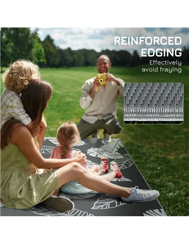 Outsunny Plastic Straw Reversible RV Outdoor Rug with Carry Bag, 182 x 274cm, Grey and White