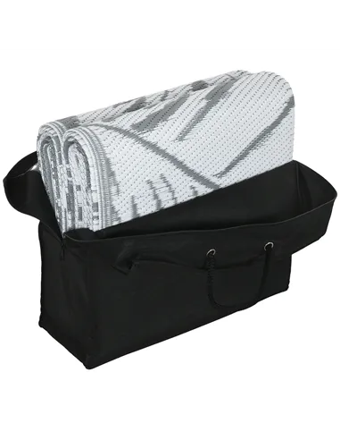 Outsunny Plastic Straw Reversible RV Outdoor Rug with Carry Bag, 182 x 274cm, Grey and White