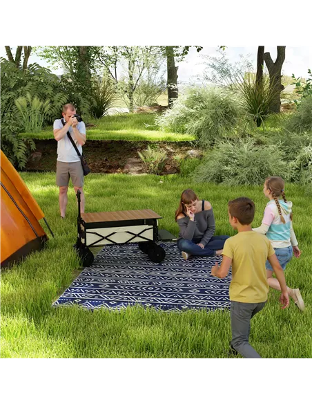 Outsunny Reversible Outdoor Rug with Carry Bag, Waterproof Plastic Straw Mat for Garden, Deck, RV, Picnic, Beach, Camping, 182 x