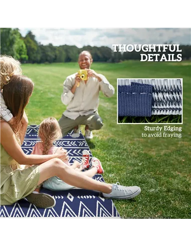 Outsunny Reversible Outdoor Rug with Carry Bag, Waterproof Plastic Straw Mat for Garden, Deck, RV, Picnic, Beach, Camping, 182 x