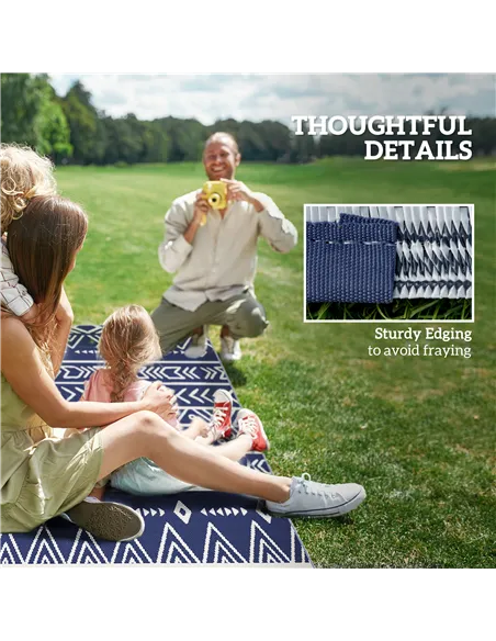 Outsunny Reversible Outdoor Rug with Carry Bag, Waterproof Plastic Straw Mat for Garden, Deck, RV, Picnic, Beach, Camping, 182 x