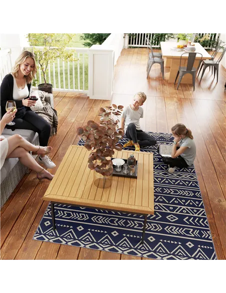 Outsunny Reversible Outdoor Rug with Carry Bag, Waterproof Plastic Straw Mat for Garden, Deck, RV, Picnic, Beach, Camping, 182 x