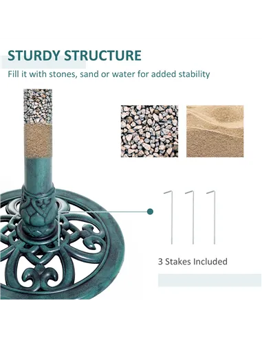 Outsunny Garden Bird Bath Outdoor Decrative Garden Feeder Stand with Scallop-like Pattern, Time-Worn Finish, 50cm, Green