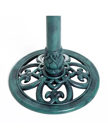 Outsunny Garden Bird Bath Outdoor Decrative Garden Feeder Stand with Scallop-like Pattern, Time-Worn Finish, 50cm, Green