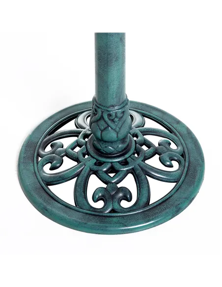 Outsunny Garden Bird Bath Outdoor Decrative Garden Feeder Stand with Scallop-like Pattern, Time-Worn Finish, 50cm, Green