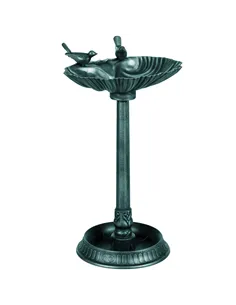 Outsunny 81cm Tall Bird Bath with 2 Decorative Birds, Vintage Style Birdbath with Flower Planter Base, Bird Bath Bowl for Garden