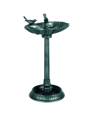 Outsunny 81cm Tall Bird Bath with 2 Decorative Birds, Vintage Style Birdbath with Flower Planter Base, Bird Bath Bowl for Garden